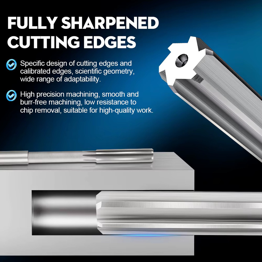 Xcan HSS Reibahle mit gerader Nut und H7 Präzision für Metall und Stahl, Farbe: Silber, Schaftdurchmesser: 1 mm bis 12 mm - Bild 3