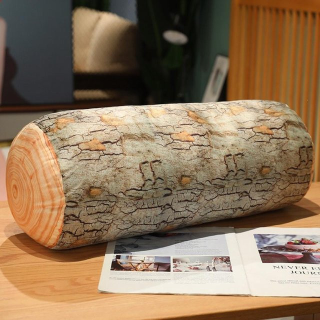 Yiran toy Baumstamm Kissen aus Plüsch in Braun mit realistischer Holzmaserung, Durchmesser: 50 cm - Bild 1