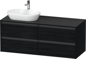 Duravit Waschtischunterschrank Ketho.2 in Schwarz mit 4 Schubladen, wandhängend, Breite: 140 cm, Tiefe: 55 cm, Höhe: 56,8 cm - Bild 1