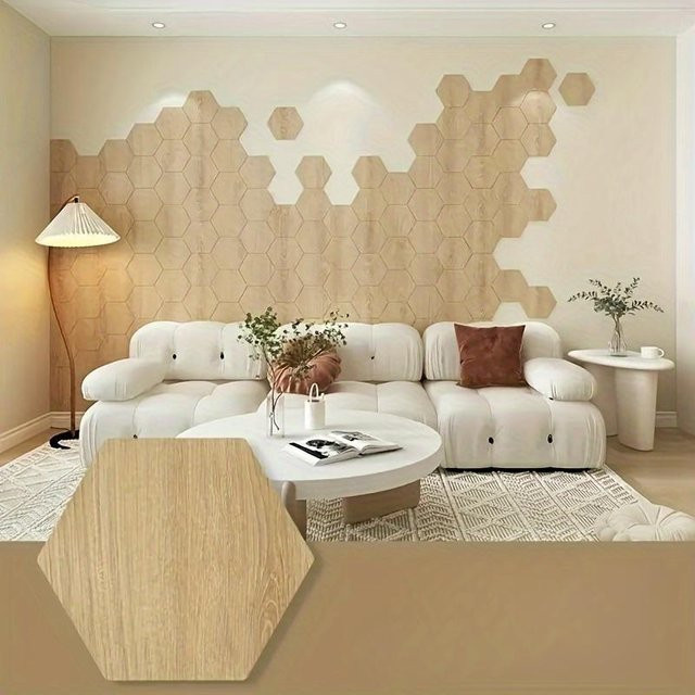 10 Stück SZ-Damai selbstklebende Bodenaufkleber in Holzmaserung Retro-Design, rutschfeste Fliesenaufkleber in Beige - Bild 1