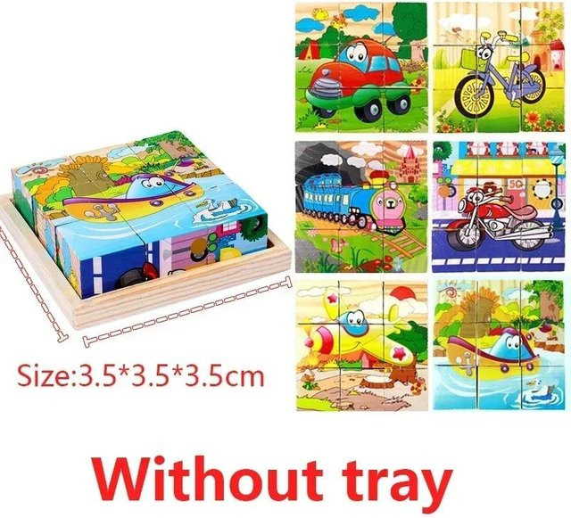 3D-Würfel Holzpuzzle, 9-teiliges Set, ab 3 Jahren - Bild 1