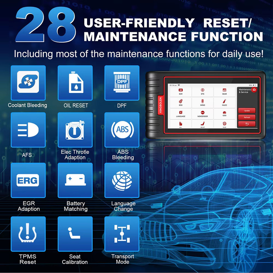 KINGBOLEN S6 Vollsystem-OBD2-Scanner professionelles Diagnosetool mit 28 Reset-Funktionen und EOBD-Scan-Tool FCA SGW in Schwarz - Bild 4