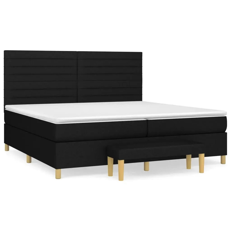 vidaXL Boxspringbett mit Matratze in Schwarz, Hybrid-Bett mit Taschenfederkern und Kopfteil, B/T: 200 x 200 cm - Bild 2