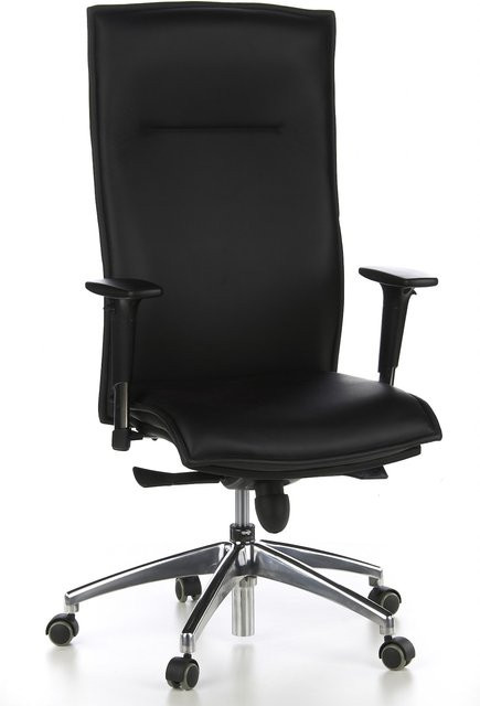 hjh OFFICE Luxus Chefsessel MURANO 20 in Schwarz aus Leder mit Armlehnen und Höhenverstellung - Bild 1