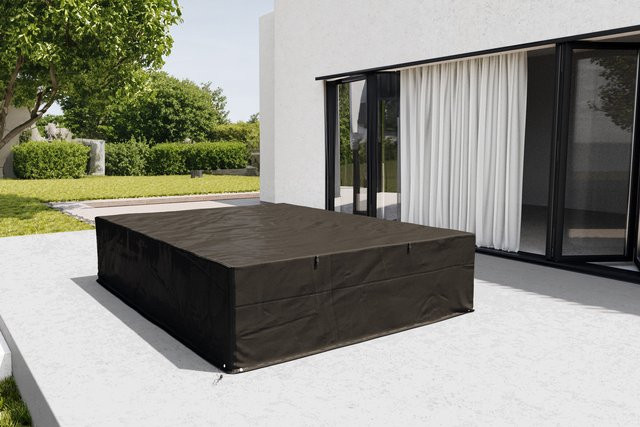 OUTFLEXX Abdeckhaube für Gartenlounges aus wasserabweisendem Ripstop-Polyester mit UV-Schutz, schwarz, B: 207 cm, T: 148 cm, H: 35 cm - Bild 1
