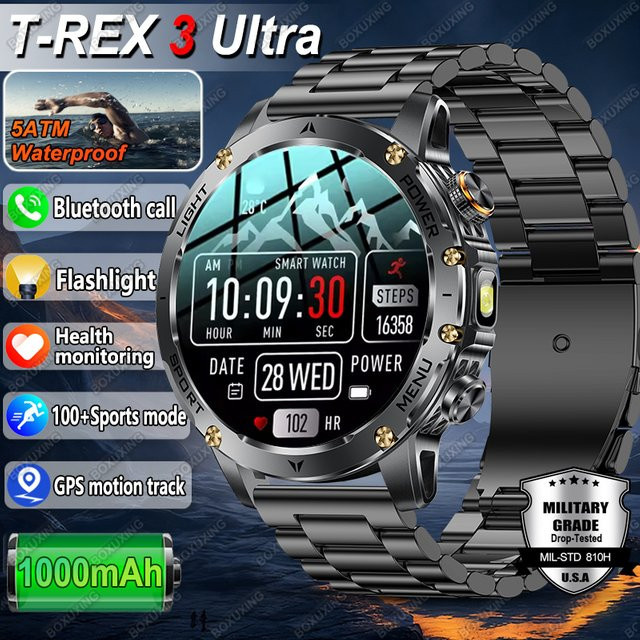 BOXUXING Smartwatch, T-REX 3 Ultra Military, Grau, Herren, GPS, 5 ATM - Bild 1