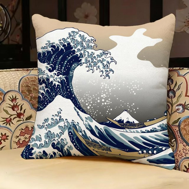 JMG Clothing Kissenbezug Die Große Welle vor Kanagawa, beidseitig bedruckt, Blau, B/B/H: 45 x 45 x 45 cm - Bild 1