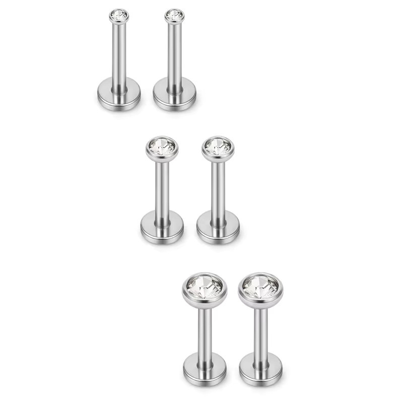 Mling Ohrstecker Edelstahl, Zirkonia, Silber, 16G, 2-4mm - Bild 4
