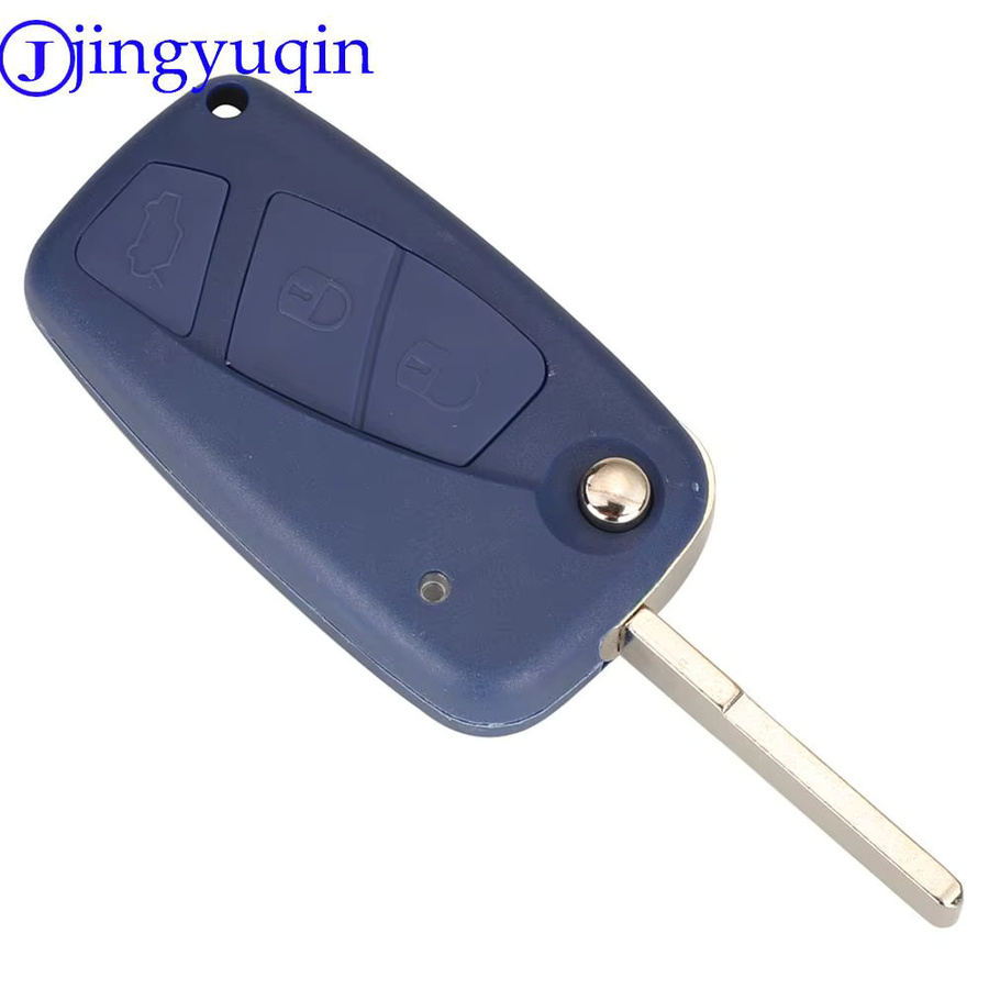 Jingyuqin Smart Remote Auto Schlüsselanhänger mit 2/3 Tasten, 433 MHz PCF7946, Schwarz, für Fiat 500 Punto Grande Citroen Nemo Peugeot Bipper - Bild 2