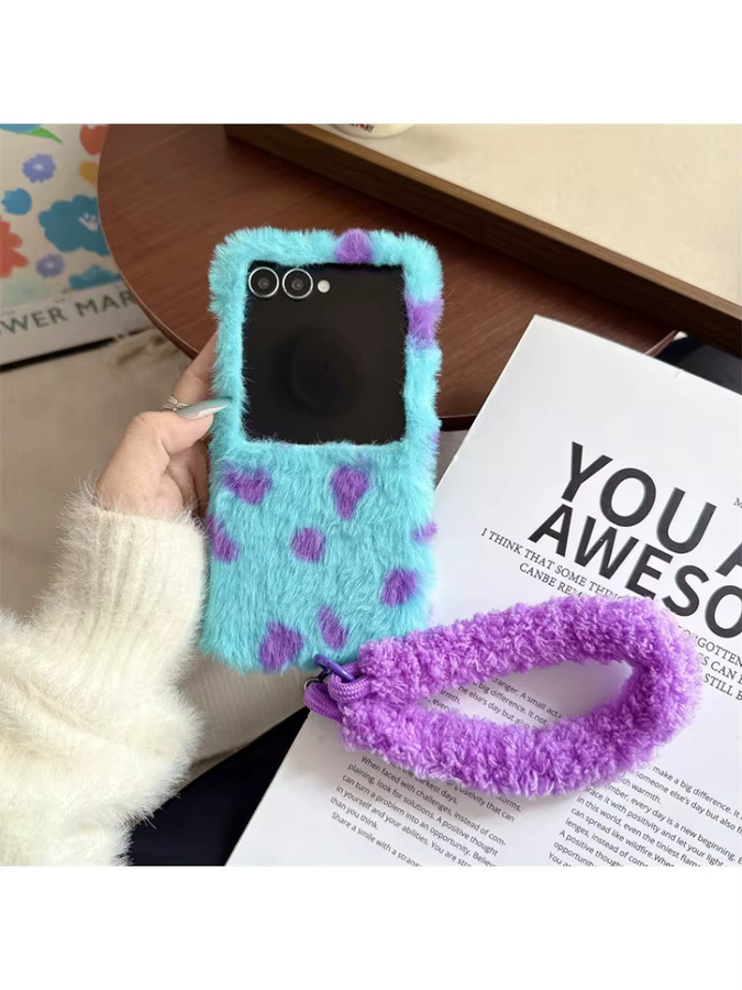Flauschige Plüsch-Handyhülle mit Schlaufe für Samsung Galaxy Z Flip und Z Fold Modelle in Multicolour, stoßfeste Schutzhülle - Bild 6