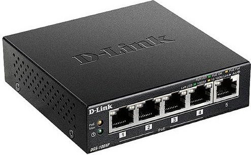 D-Link DGS-1005P/E Gigabit PoE+ Switch mit 5 Ports in Schwarz - Bild 1