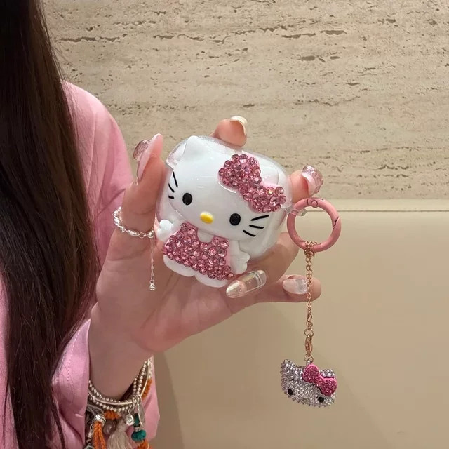 Sanrio Hello Kitty 3D Cartoon Schutzhülle für AirPods 1 2 3 4 Pro, transparent - Bild 1