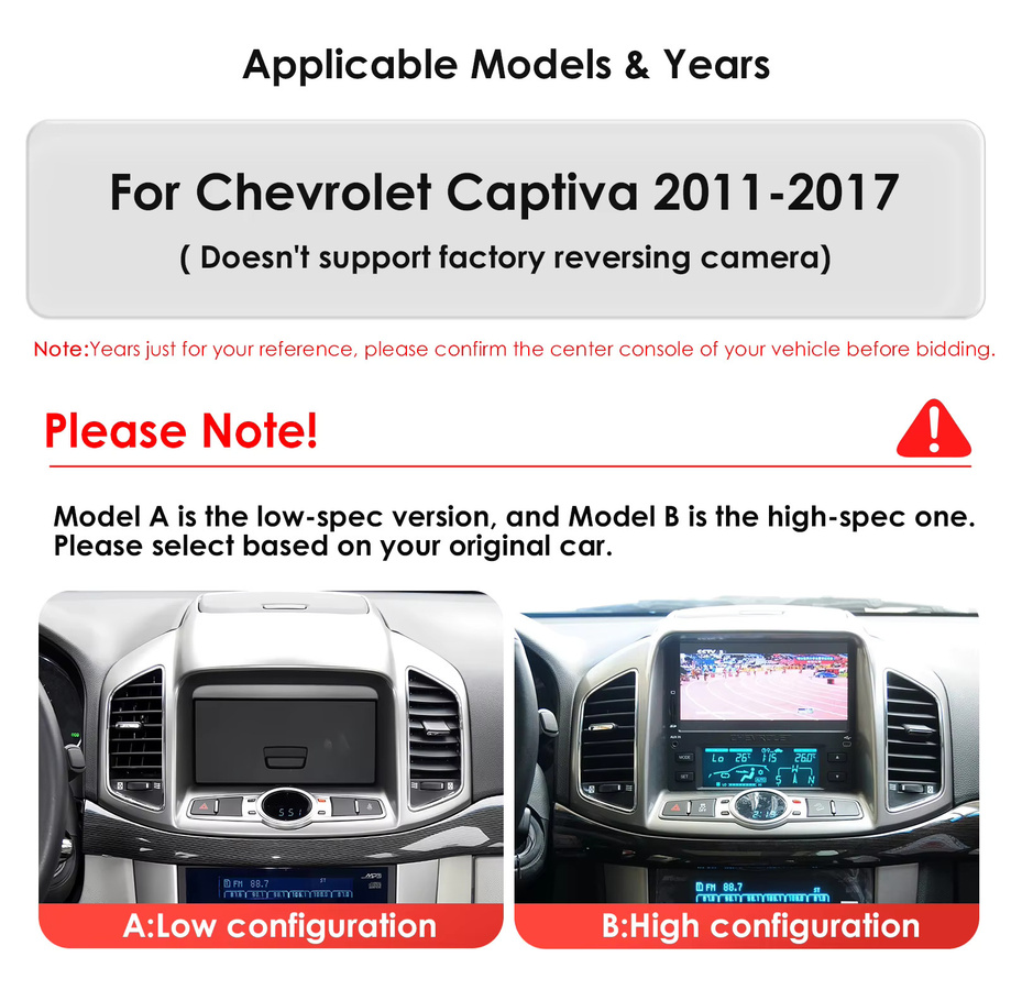 Hizpo Autoradio für Chevrolet Captiva 2011 - 2017 mit 9,7 Zoll Bildschirm, kabellosem Carplay, Android Auto, GPS und 360-Grad-Kamera Unterstützung in Schwarz - Bild 2
