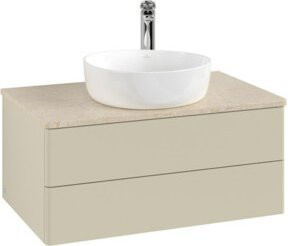 V&B Waschtischunterschrank Antao ohne Frontstruktur in Grau lackiert, B/T/H: 80 x 36 x 50 cm - Bild 1