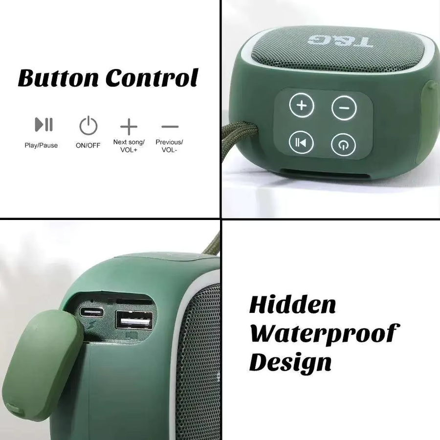 T&G Bluetooth Lautsprecher Tragbare Sound Box mit FM Radio in Grau - Bild 3