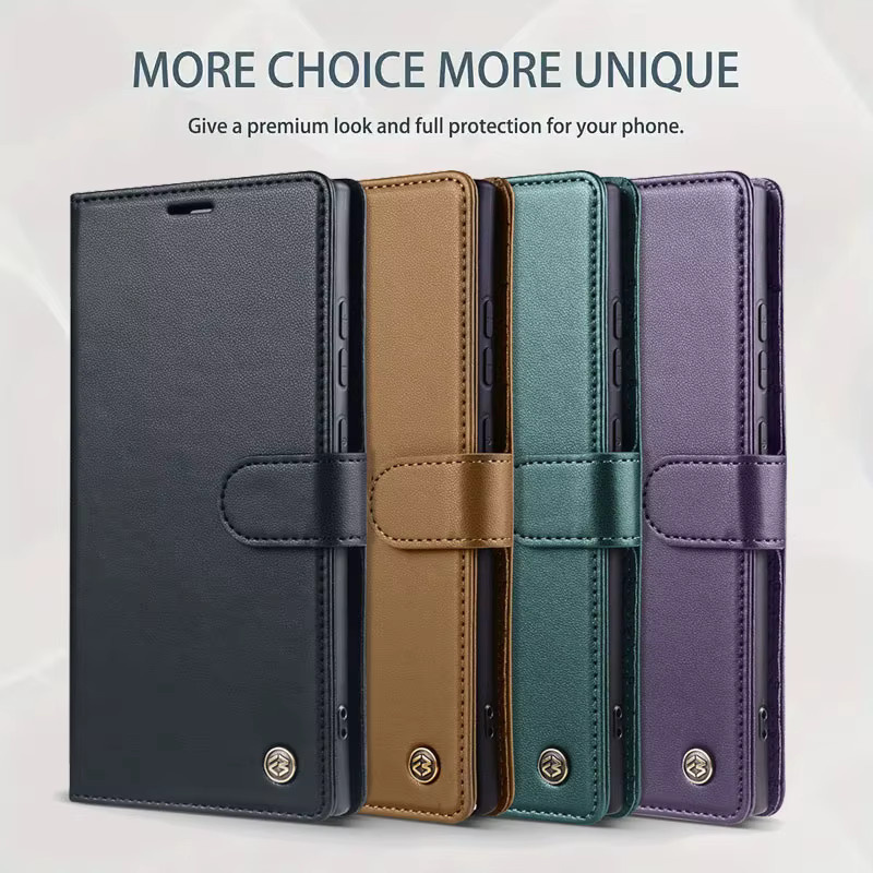 Retro Magnetische Lederhülle für Samsung Galaxy S25 S24 S23 S22 S21 A15 A25 A35 A55 A16 A36 A56 als Brieftasche mit Kartenfach in Schwarz - Bild 3