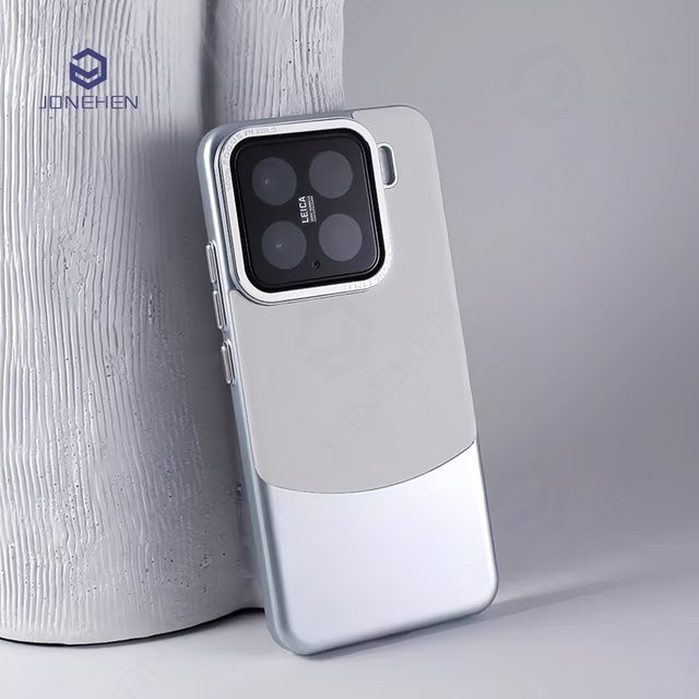 Luxus Business Schutzhülle aus PU-Leder mit Metall-Stoßstange für Xiaomi Mi 15, Mi 14 und Mi 13 Pro in Blau und Grau - Bild 1