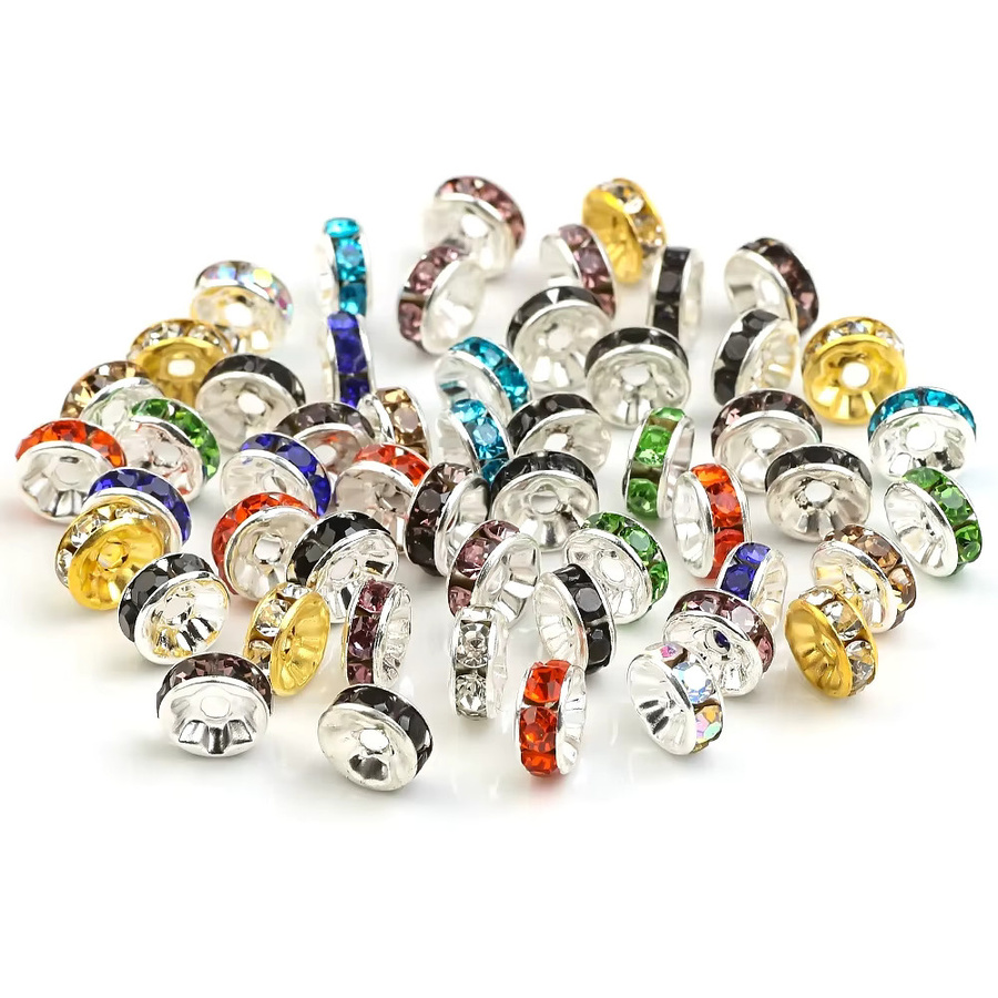 ZHUBI Rondelle Perlen, 6/8mm, Gemischte Farbe, Strass, Schmuckzubehör - Bild 2
