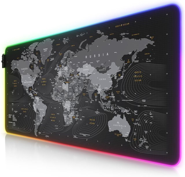 Titanwolf RGB Gaming Mauspad Weltkarte Global, Multicolor, B/T: 90 x 40 cm - Bild 1