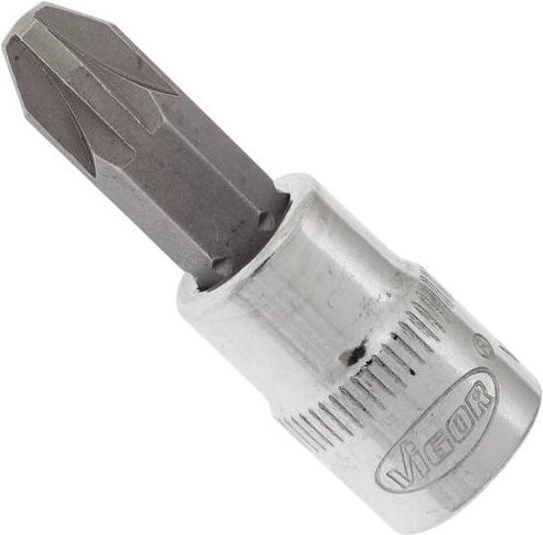 VIGOR Schraubendreher-Einsatz Pozidriv PZ3 mit 1/4 Zoll Innenvierkant Antrieb in Silber, Gesamtlänge: 3,8 cm - Bild 1