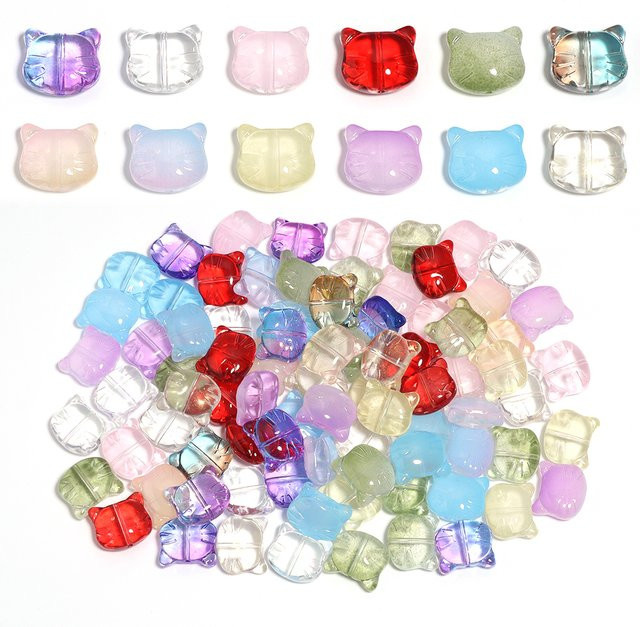 Linsoir Beads Katzenkopf-Perlen, Glas, Bunt, Unisex - Bild 1