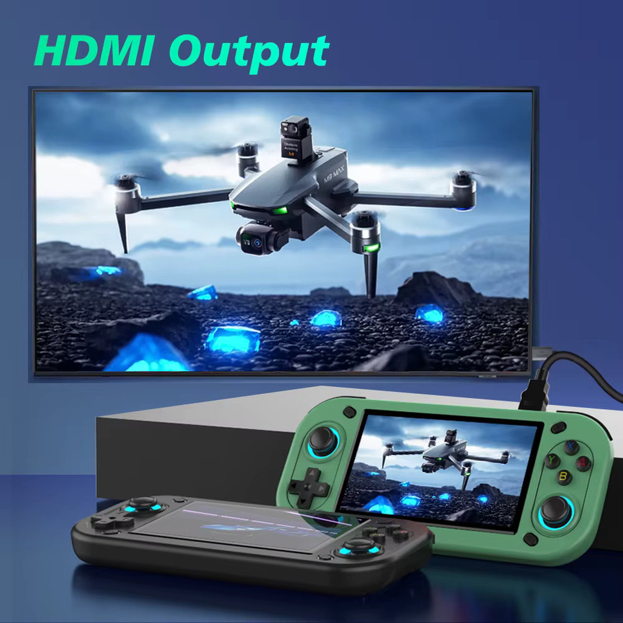 BOYHOM R43S Retro Handheld Videospielkonsole mit 4,3 Zoll IPS Bildschirm, Open Source Linux System und HDMI Out, Schwarz - Bild 3