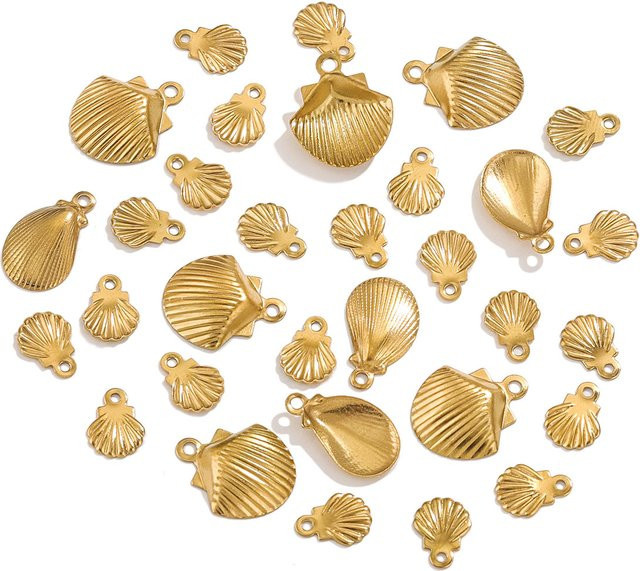 Aiovlo Muschel-Anhänger, Edelstahl, Gold, Unisex - Bild 1