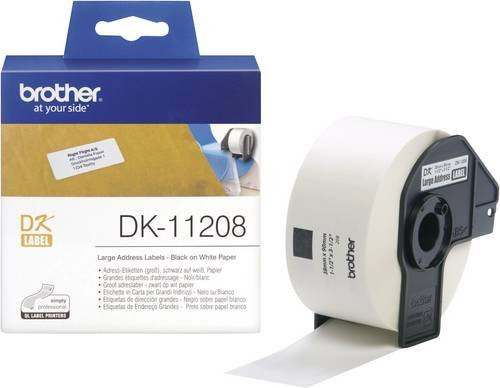 Brother DK-11208 Adress-Etiketten aus Papier, Weiß, 38 x 90 mm, 400 Stück - Bild 1
