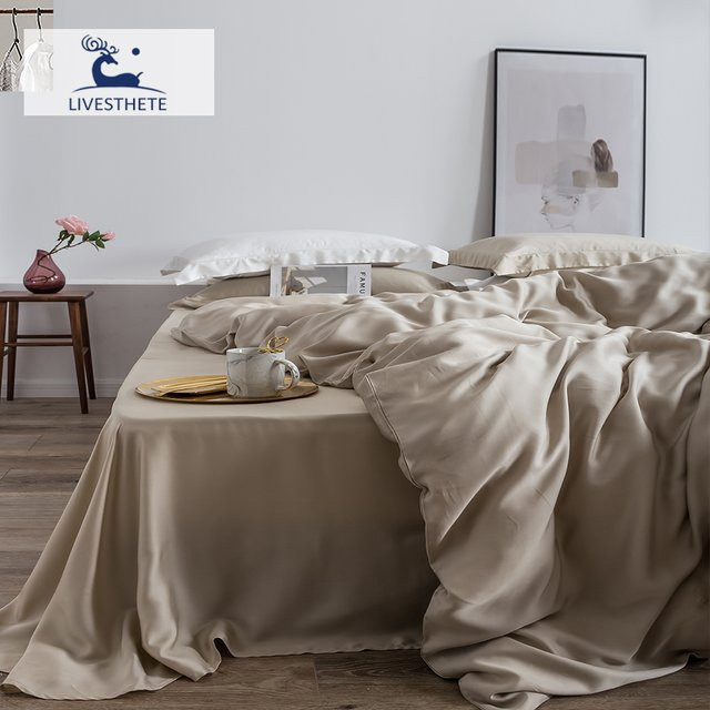 Liv-Esthete Bettwäsche-Set aus 100 % Maulbeerseide mit Bettbezug, flachem Bettlaken und Kissenbezug in Queen-Size - Bild 1