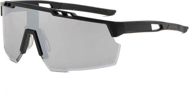 Techsuit 9963 Sportsonnenbrille, Unisex, randlos, Schwarz Grau, Plastic - Bild 1