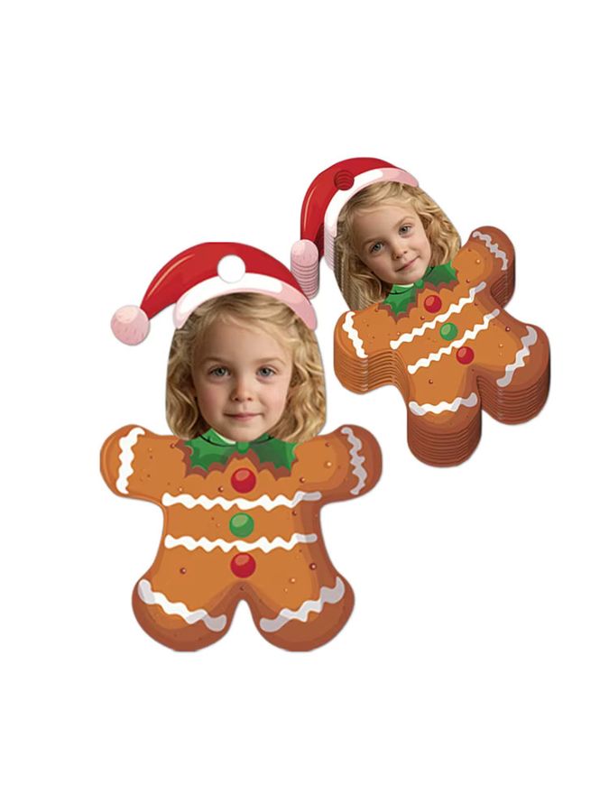 Personalisierter Weihnachtsanhänger von WEIGAO mit Lebkuchenmuster und individuellem Gesichtsfoto zur Snack-Dekoration - Bild 3