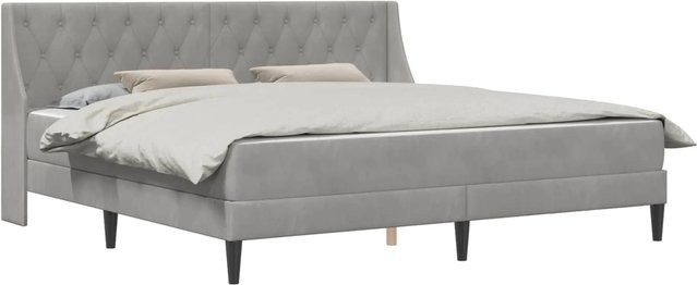 vidaXL Bettgestell mit Matratze aus Samt in Hellgrau, 2-teiliges Set, B/T/H: 200 x 200 x 204 cm - Bild 1