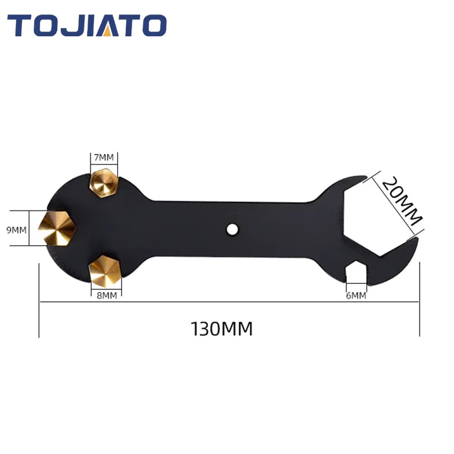 Tojiato 5-in-1 Multifunktions-Schraubenschlüssel Ersatz-Installationswerkzeug für 3D-Drucker in Schwarz - Bild 2