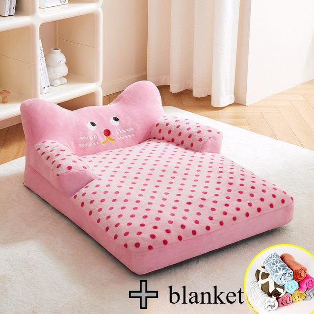 Waschbares Hundebett Sofa von Pet Products My in Pink mit abnehmbarem Kissen aus Mikrofaser und Fleece für mittelgroße bis große Hunde und Katzen - Bild 1