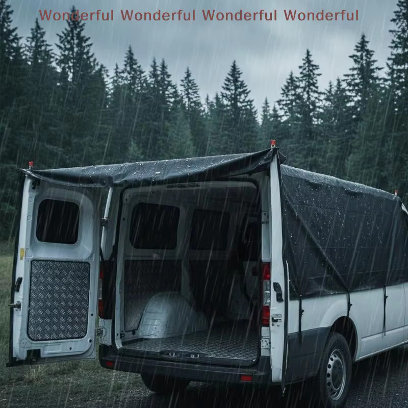 Wasserdichte Wohnmobil-Hecktür-Markise aus schwarzem Oxford-Polyester als Sonnenschutz für dein Camper Van und Outdoor-Camping - Bild 5