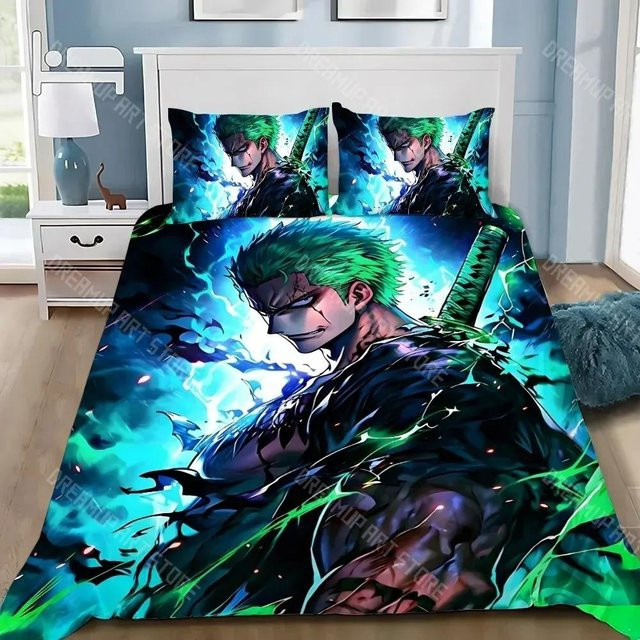 One Piece Bettwäsche-Set mit Zoro und Luffy Motiv, 2-teilig aus Mikrofaser, Mehrfarbig, B/H: 140 x 200 cm - Bild 1