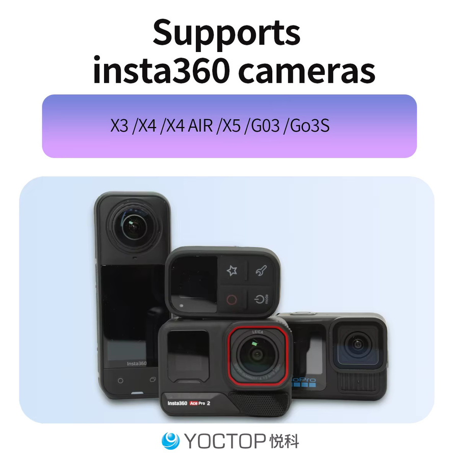 YOCTOP Bluetooth-Fernbedienung in Schwarz, wasserdichtes Zubehör für Insta360 X3, X4, X5, GO 3S und Ace Pro2 - Bild 2