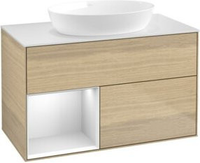 V&B Waschtischunterschrank Finion 100 in Weiß mit Eichenregal - Bild 1