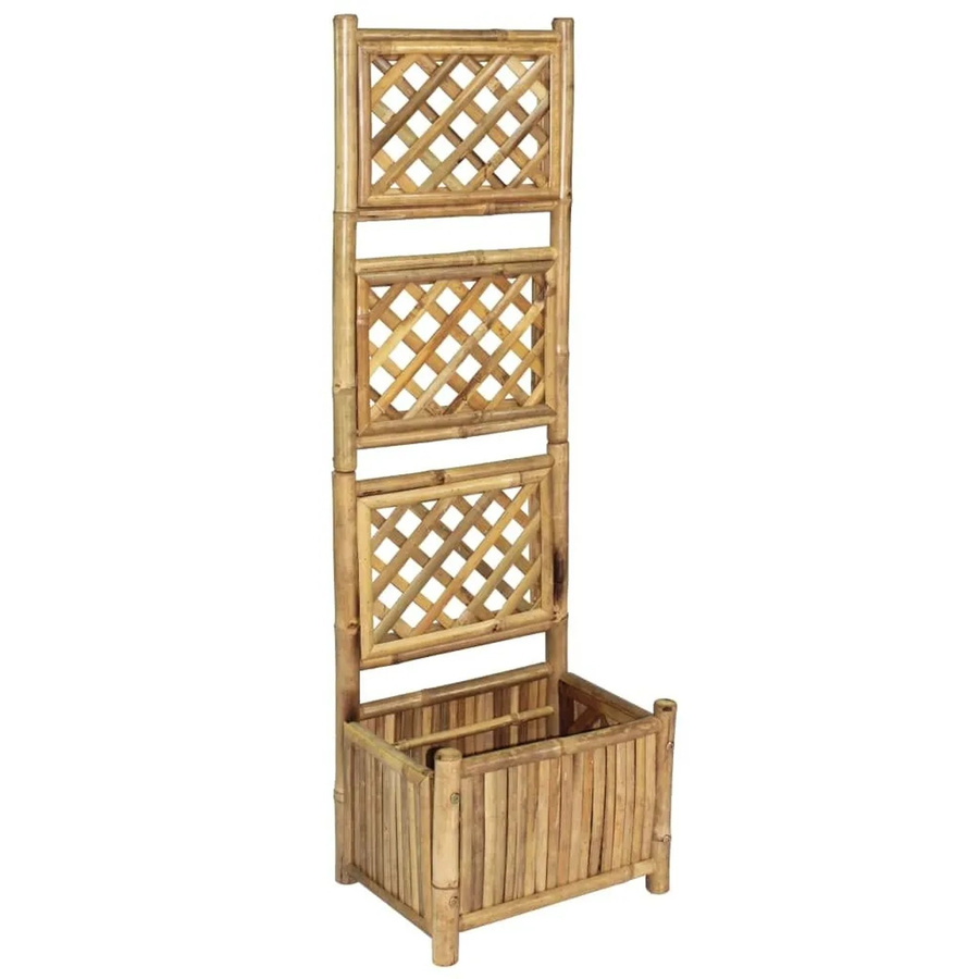 vidaXL Pflanzenbehälter mit Bambus-Spalier in Braun, B/T/H: 40 x 30 x 135 cm - Bild 2