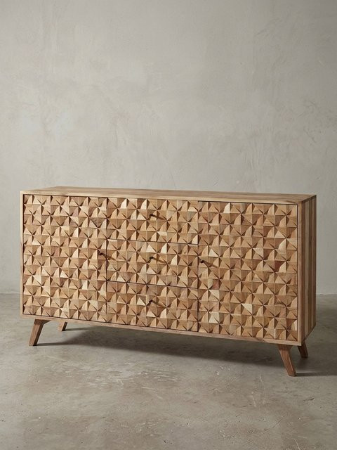 KADIMA DESIGN Sideboard aus Akazie Massivholz in Braun im Landhausstil mit 3 Schubladen und 2 Türen, B/T/H: 140 x 40 x 78,5 cm - Bild 1