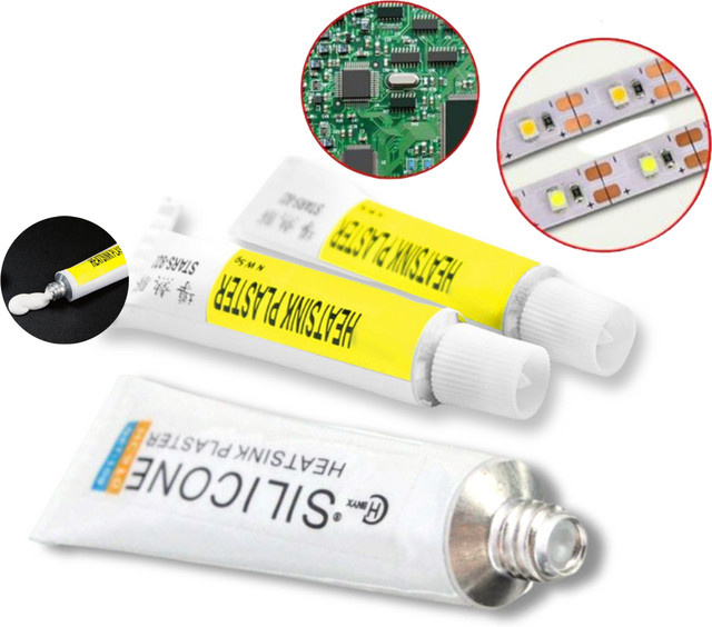 Wärmeleitpaste thermische Silikon-Kühlpaste mit stark haftendem Klebstoff für Kühlkörper, Weiß, 5g/10g - Bild 1