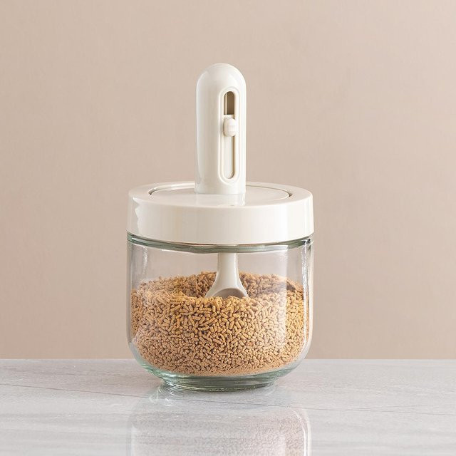 WMMO 2 in 1 Teleskopische Gewürzflasche mit Löffel und Deckel, feuchtigkeitsdichte Salz- und Gewürzbox, Farbe: Weiß/Transparent - Bild 1