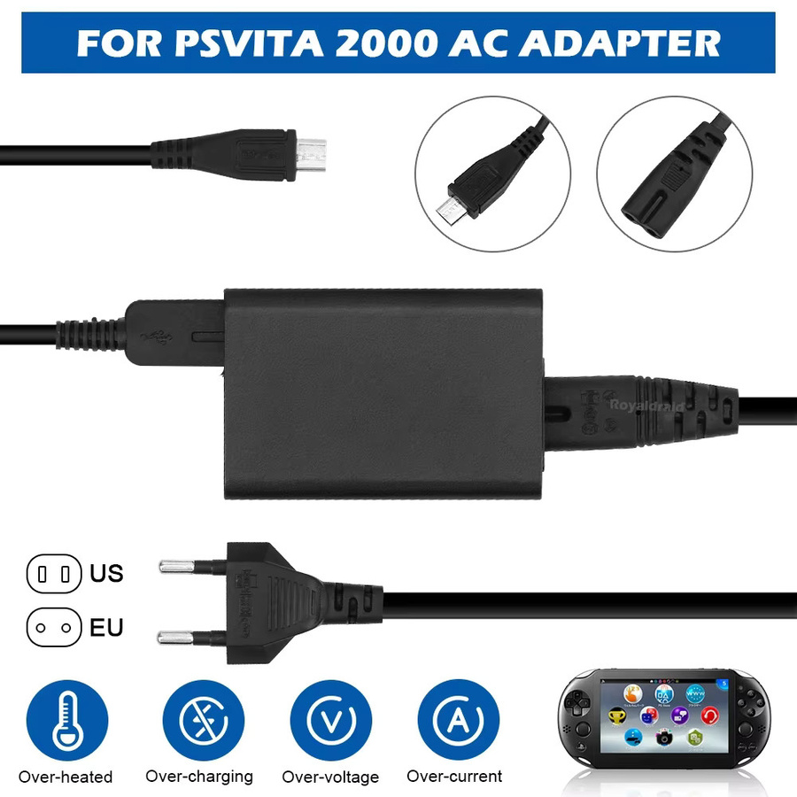 HeroAngel Ladegerät Netzteil 5V AC Adapter mit USB-Kabel für PS Vita 2000 PS Vita Slim in Schwarz - Bild 2