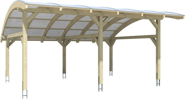 Skan Holz Carport Schwaben aus Holz mit Polycarbonat Doppelstegplatten in Natur Braun B: 648 cm, T: 630 cm - Bild 1