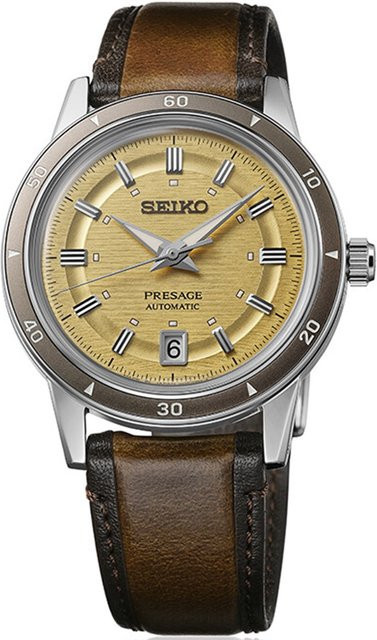 Seiko Armbanduhr Presage Style 60's, Automatik, Edelstahl, Leder, Herren - Bild 1
