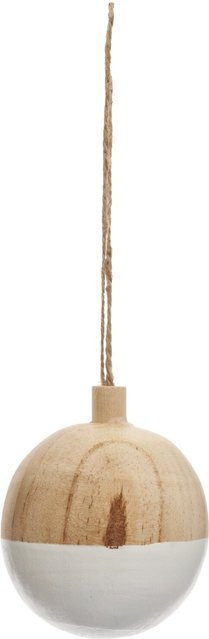 Rico Design Baumschmuck Holzkugel natur-weiß mit Juteschnur Durchmesser: 6 cm - Bild 1