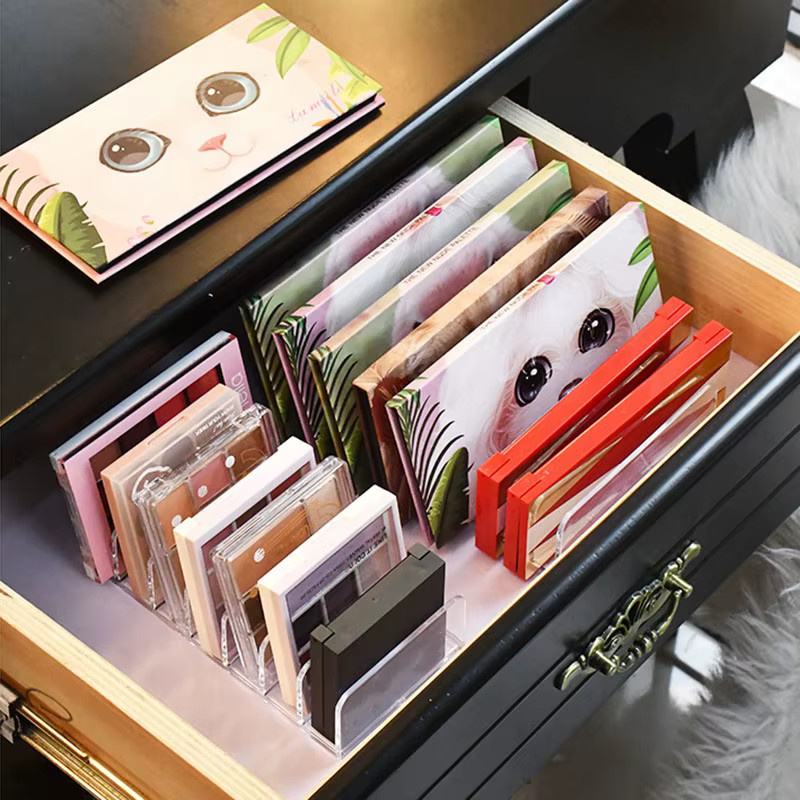Modularer Kosmetikpaletten-Organizer aus transparentem Kunststoff, stapelbare Schreibtischaufbewahrung für Make-up, Rouge und Puder - Bild 2