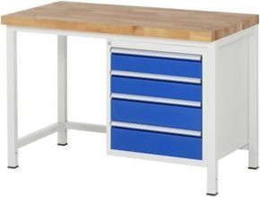 Rau Werkbank Serie 8162 höhenverstellbar mit 4 Schubladen, B/T/H: 125 x 70 x 84-104 cm - Bild 1