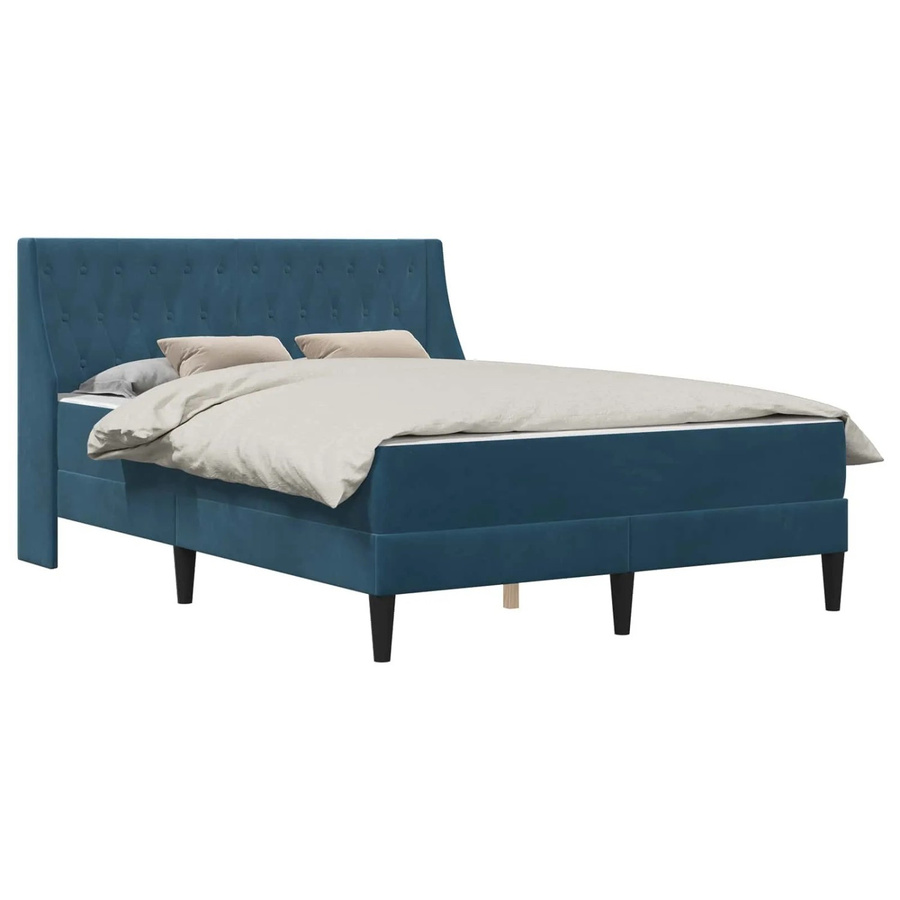 vidaXL Bettgestell mit Matratze aus Samt in Blau, B/T/H: 120 x 200 x 96 cm - Bild 2