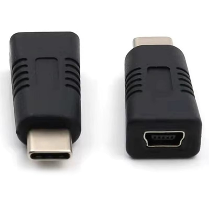 JINHF Mini-USB-Buchse auf USB-C-Stecker Adapter in Schwarz für Datenübertragung und Laden - Bild 3